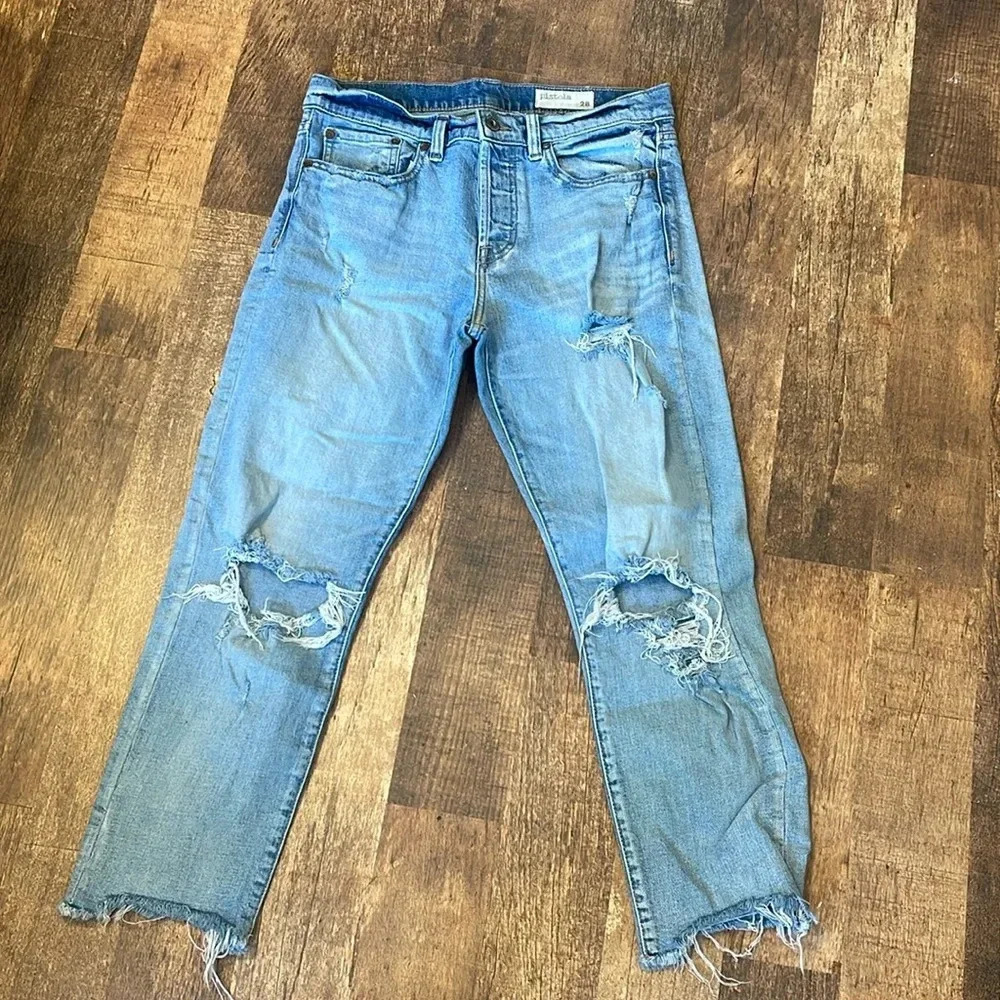 Pistola high rise distressed raw helm ankle length jeans